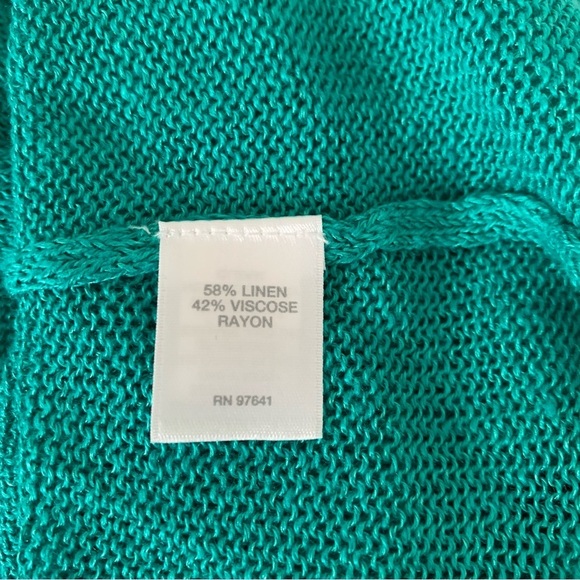 J Jill Linen Blend Open Front Longline Cardigan Duster Turquoise Teal Petite L - Picture 5 of 17